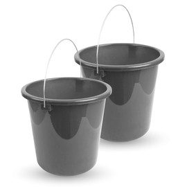 Bucket (2 Pieces) Household Bucket, 10 Litres, in Various Colours, Cleaning Bucket Made of Sturdy Plastic, Food-Safe, BPA-Free, Made in EU (Anthracite)