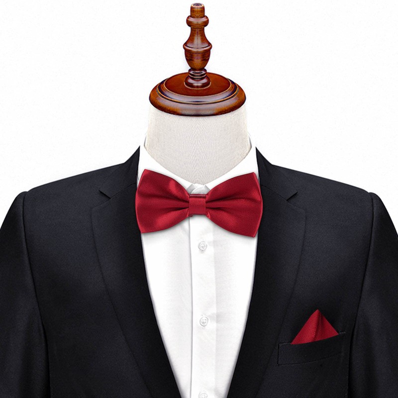 Medsuo Adjustable Bowtie, Men BowtiePre-Tied Bow Tie for Parties (Wine
