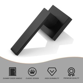 Probrico 2 Pack Dummy Door Levers Black Door Handles for Closets French Doors Heavy Duty Square Dummy Door Lever Non-Turning Single Side Pull