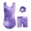 JiAmy Gymnastics Leotards for Girls, 3Pcs Sleeveless Athletic Outfit Sparkly