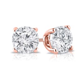 Diamond Wish - 0.15 Carat Lab Grown Diamond Round Stud Earrings in 14K Rose Gold (G-H, SI2-I1, cttw) Bezel Set Screw Back