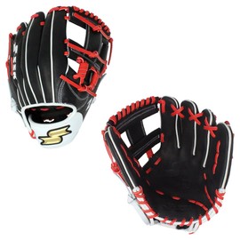 SSK Z9 Maestro Infield Baseball Glove – 11.25" - 11.5” - 11.75” - 12” – Right & Left Hand Throw (11.75" - Left Hand Throw, Black/Red)