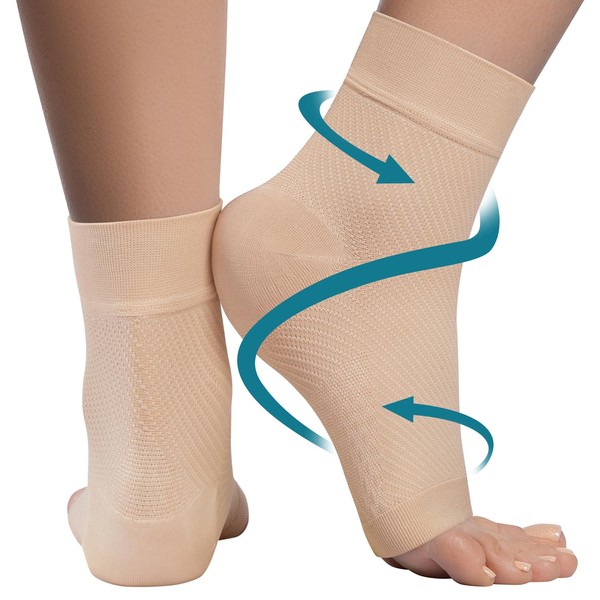 KEMFORD Ankle Compression Sleeve - Plantar Fasciitis Braces - Open