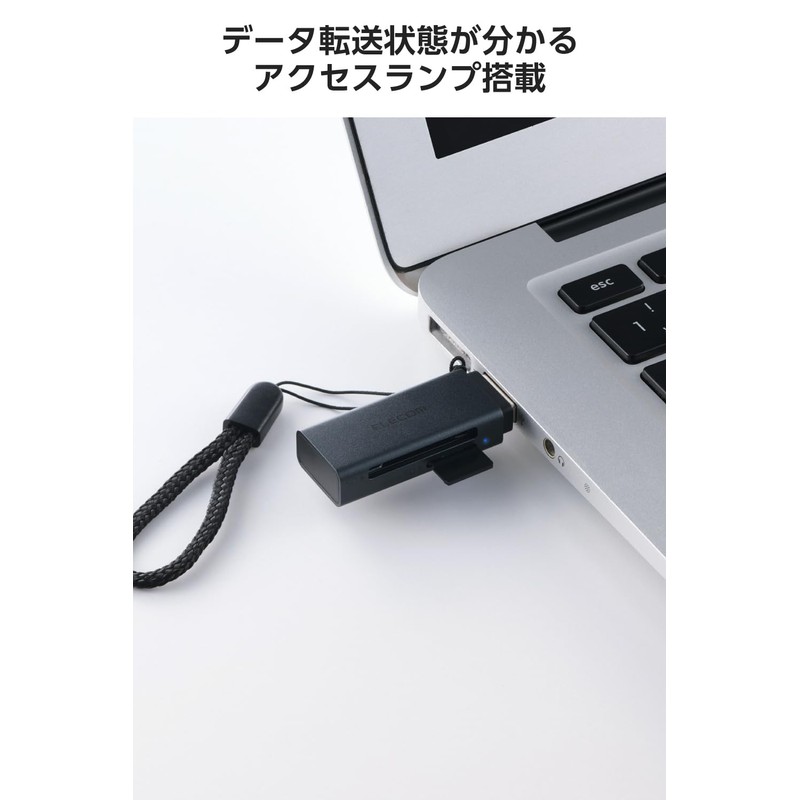 ELECOM Card Reader USB-A 2-in-1 5Gbps 【Supports SDXC/SDHC/SD/microSDXC/microSDHC/microSD】 MR3-D20EBK