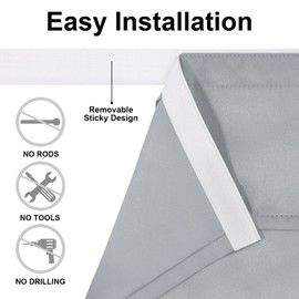 DWCN Blackout French Door Curtains-Thermal Insulated Block Light Tricia Window Door Panels Room Darkening Door Curtain with Adhesive Tape for Sidelight Door, Set of 1 Panel, 26x68 Inch,Silver Grey