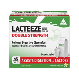 Lacteeze Double Strength Chewable (vanilla flavour) 40 capsules