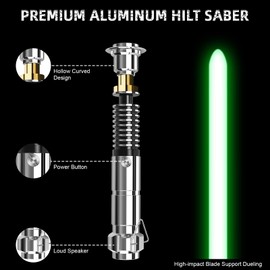 Smooth Swing Luke Lightsaber, 16 RGB Colors Change Dueling Light Saber with Motion Control & 16 Sounds Fonts, Premium Metal Hilt Lightsaber for Adults Teens, USB-C Recharge