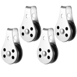 Atibin Load Rigging Pulley Block Steel Wheel Steel Rope Pulley Smooth Hanging Durable Pulley Single Loading SUS316 Suitable for 0.08 to 0.32 Inch Ropes 4Pcs