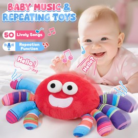Tacobear Crawling Crab Toy Baby Toys 6 to 12 Months, Musical Bouncing Dancing Crab Toddler Interactive Sensory Toys for 1 2 3 Year Old Boys Girls Gifts, Montessori Toys for Babies 6-12 Months (Red)