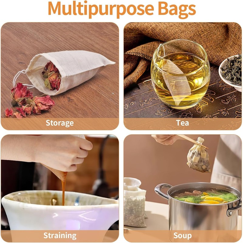 60 Pcs Reusable Muslin Spice Bags – 8x10 CM Natural