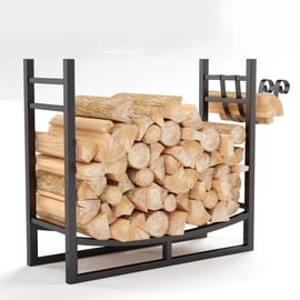 PHI VILLA 30 Inches Tall Fireplace Log Carriers Holders Heavy Duty Outdoor Log Rack with Kindling Holder