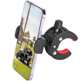 Golf Cart Phone Holder, 1 Count Adjustable Cell Phone Holder Mount for Golf Cart/Golf Club/Push Cart/Flag Pole, No Shaking Cell Phone Clamp