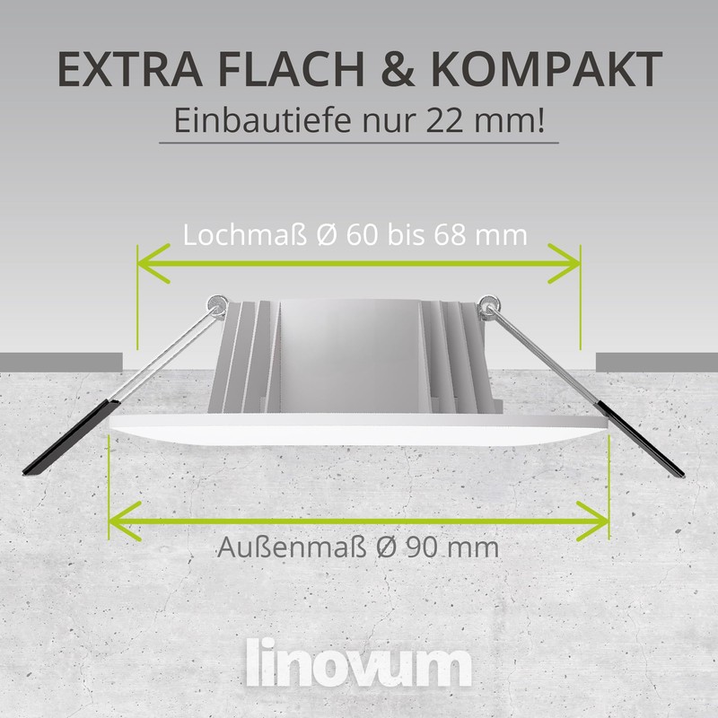 linovum CERBUS Recessed Ceiling Light LED Bathroom with Adjustable Light