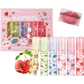 Dulele Set De 6 Brillos Labiales Roll-On Con Aceite Labial Con Sabor Afrutado, Bálsamo Labial Brillante Sin Pegajosidad, Ideal Para Labios Secos Y Agrietados.