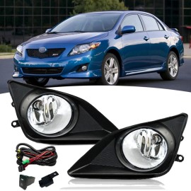 WenQi For 2009-2010 Toyota Corolla Pair Clear Bumper Driving Fog Lights Lamps w/Switch