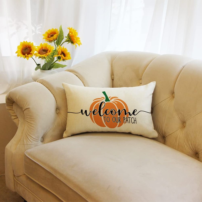Ogiselestyle Welcome to Our Pumpkin Patch Throw Pillow Covers, 12