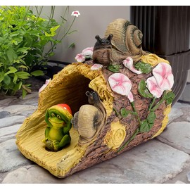 Euiroet Funny Snail Frog Sculpture Gutter Downspout Extender,Garden Statue Ornament,Decor Downspout Diverter,Perfect Rain Diverter for 3"x4" Downspouts, Eco-Friendly Resin,Perfect Outdoor Decor Gift
