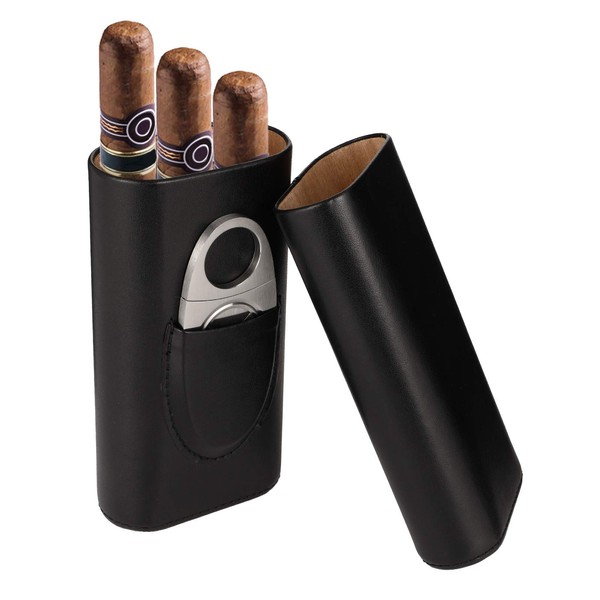 Xinzistar Cigar Case 3 Cigars, Leather Cigar Case with Cigar