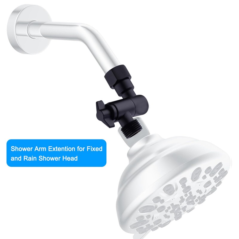 360° Adjustable Shower Head Extension Adapter, Matte Black Shower Angle