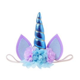 Nishine Baby Elastic Glitter Unicorn Horn Headband Party Supplies Cosplay (chiffon blue)