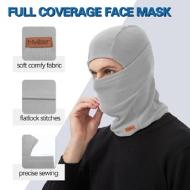 Balaclava Ski Mask Winter Waterproof Face Mask for Men Women Cold Weather Gear Skiing Snowboarding Neck Gaiter (US, Alpha, One Size, Black/Grey)