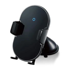 Elecom W-QC06BK Wireless Charger, Qi Charger, 5W, 7.5 W, 10 W, Car Holder, Auto Open/Close, Gel Suction Cup, Black