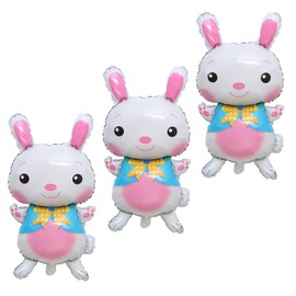 NAUZE 3Pieces Easter Rabbit Foil Balloons Bunny Shaped Cute Balloons Birthday Party Decorations for Easter Party Supplies Woodland Animals Theme Baby Shower