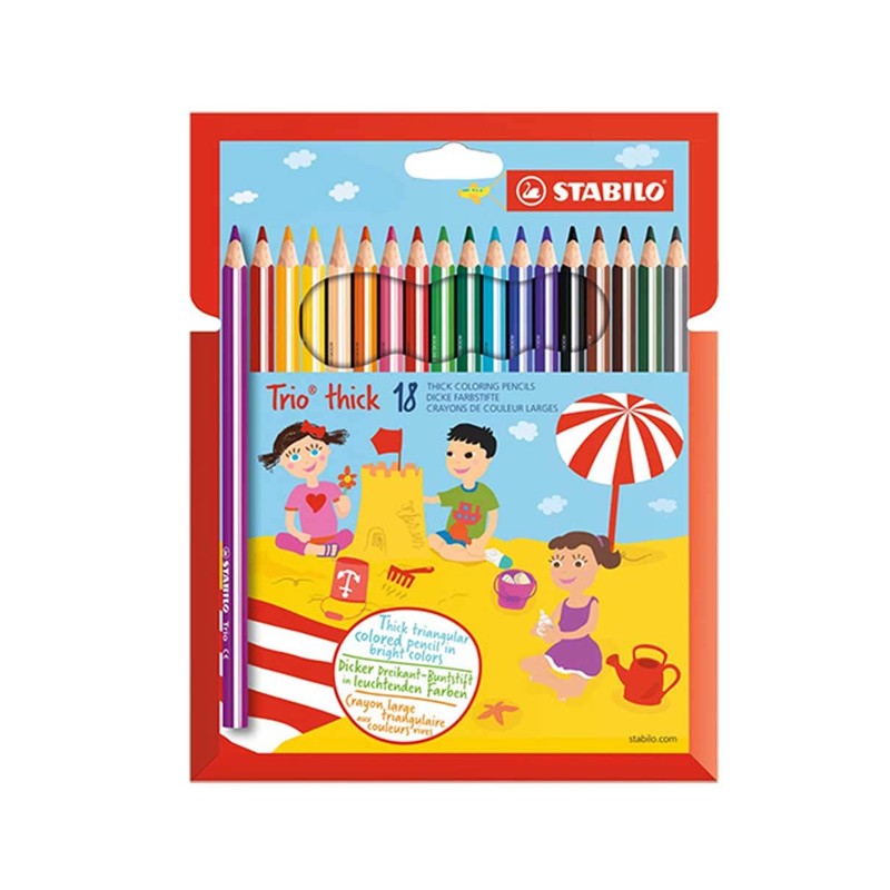 STABILO Trio Thick Triangular Colouring Pencils, Pack of 18