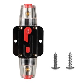 M1A2 60 Amp Circuit Breaker Switch 60A Waterproof Fuse Inline Holder 3-15 AWG Resettable Fuse Manual Reset 12V-48V DC for Car Audio Sound Amplifier System RV Home Marine Boat Truck