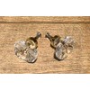 Clear Rose Cut Crystal Drawer Pull Gold Accent with Brass