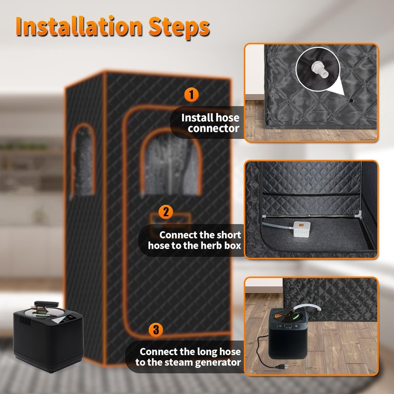 Portable Sauna Steamer Machine with Remote Control, 3L 1200W Upgrated
