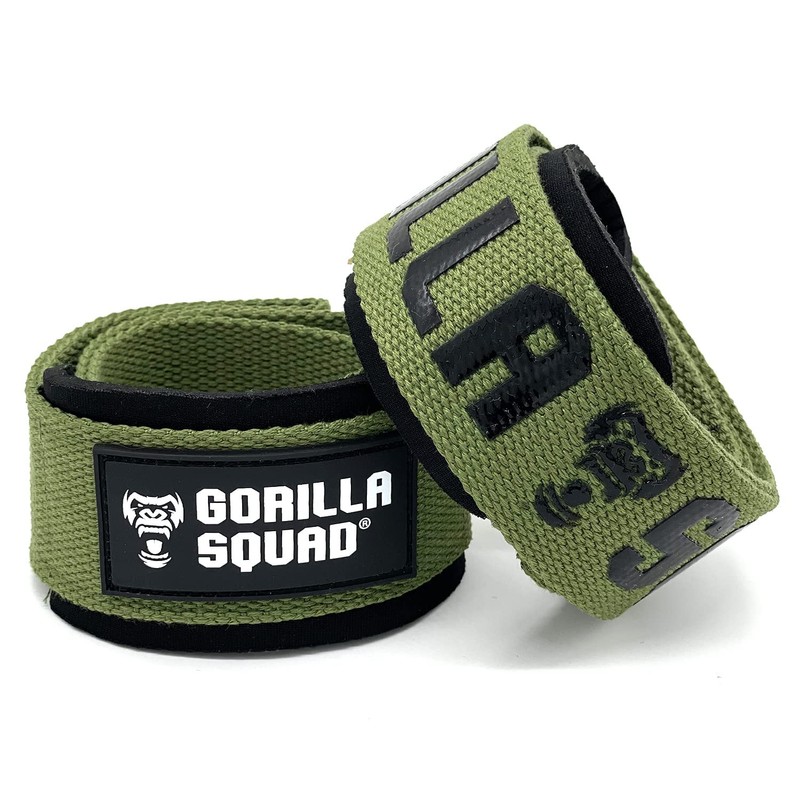 GORILLA SQUAD Natural Cotton Hand Grip Aid Lifting Straps Weight