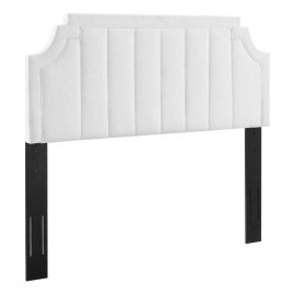 Modway Alyona Channel Tufted Performance Velvet Full/Queen Headboard in White