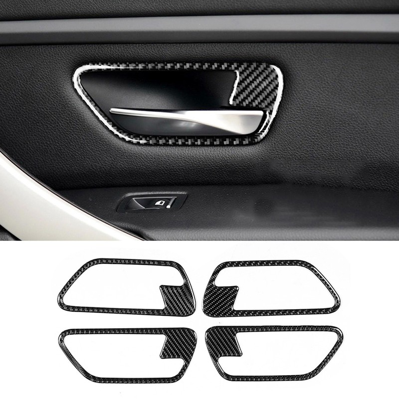 4pcs Left Hand Driving Carbon Fiber Interior Door Handle Cover