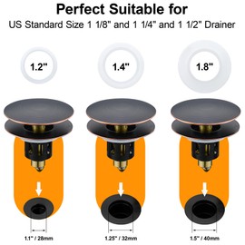 TIORIY Universal Bathroom Sink Stopper, for 1.1~1.5 Inch Drain Holes, Pop-Up Bathroom Sink Drain Strainer with Anti-Clogging Filter Basket, Bounce Filter with Hair Catcher (Oil Rubbed Bronze)