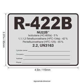 R422B HVAC/R Labels R-422B Color Coded Refrigerant ID Labels Cerification Tag Stickers identifier 20 Pack