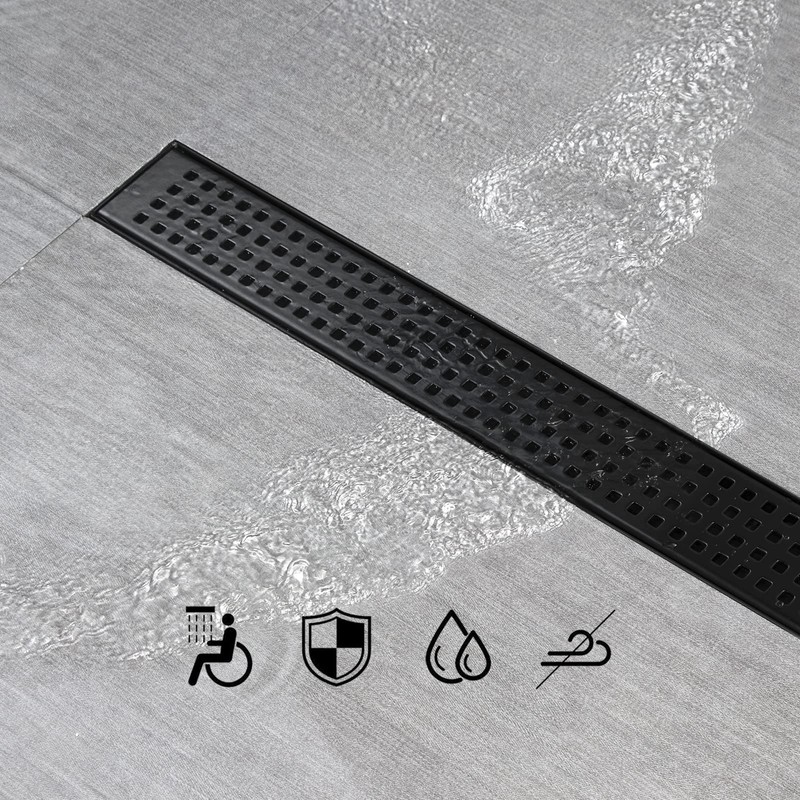 SaniteModar Linear Shower Drain, Matte Black Shower Drain 24 inch