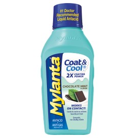 Mylanta Heartburn and Gas Relief, Liquid Antacid, Coat & Cool Formula, Mint Chocolate Flavor, 12 Fl Oz