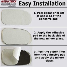 Mirror Glass + Full Size Adhesive Pad for 1990-1997 Mazda Miata Passenger Side Replacement FITS MANUAL MIRROR ONLY (1991 1992 1993 1994 1995 1996 90 91 92 93 94 95 96 97)