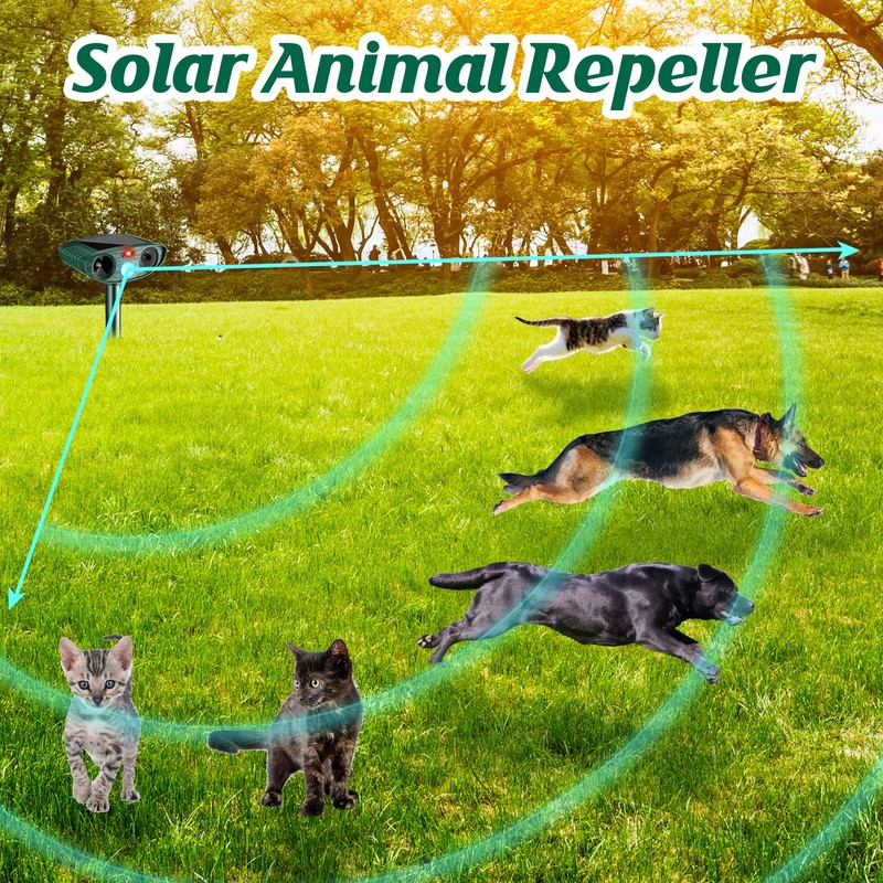 Kittmip Ultrasonic Animal Repellent Outdoor Solar Powered Repeller Cat Dog