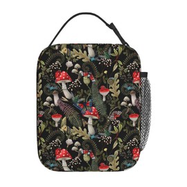 KEIGUXIAO mushroom butterfly green plants wild forest lunch bag reusable insulated meal bags portable lunch tote for work travel picnic camping