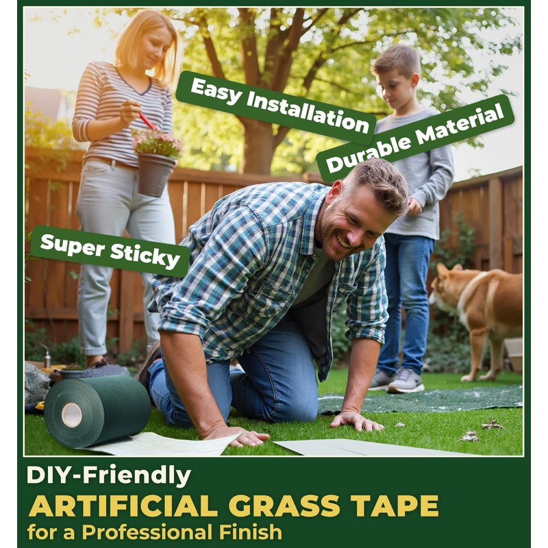 Linghou Double Sided Artificial Grass Tape 6" x 33' Glue