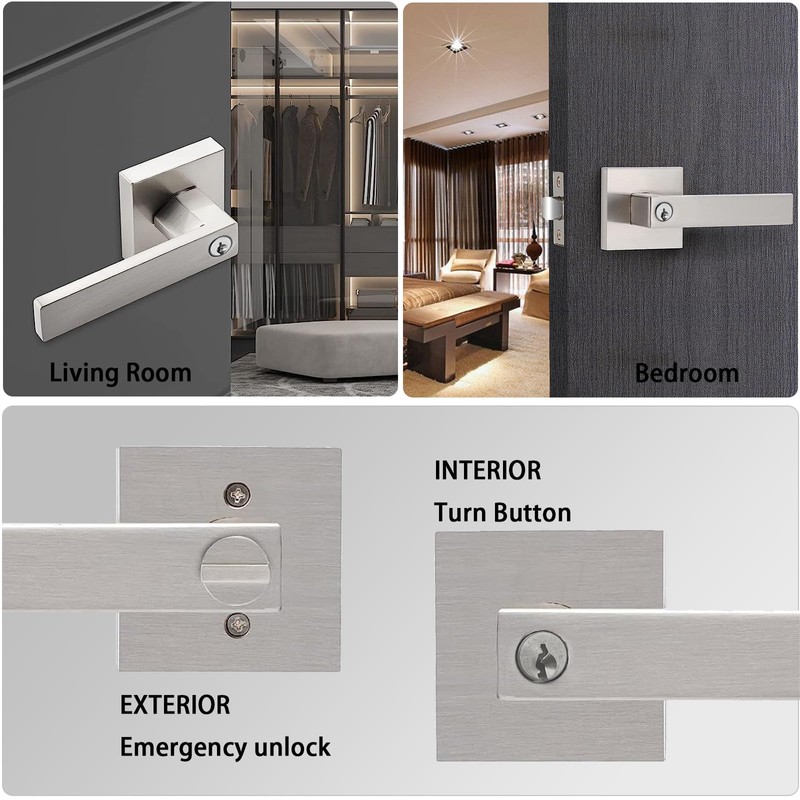 DSJJBLL 2 Pack Door Handle Heavy Duty, Keyed Alike Entry