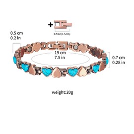 EnerMagiX Copper Magnetic Bracelets for Women,Copper Bracelet with Heart Shape Stone,Adjustable Length (4757)