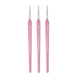 sourcing map 3pcs Detail Paint Brushes 3mm Pointed Tip 178mm Length Nylon Hair Miniature Painting Brush for Watercolor Oil Acrylic Painting(00000#), Pink