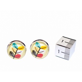 Miniblings Colourful Leaves Stud Earrings Cabochon Autumn Leaf Handmade Fashion Jewellery I Earrings Stud Earrings, Glass