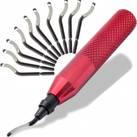 SOVYOULIVE Professional Multi-Material Deburring Tool - 10 HSS Swivel Blades for Metal, PVC, 3D Prints & Plumbing Pipes | Precision Burr Removal Reamer with Ergonomic Grip (Industrial & DIY Use)