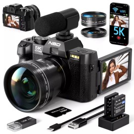 NBD Digital Cameras 5K 48MP 16X Wifi Anti-Shake 32GB TF Card 2 Batteries for YouTube