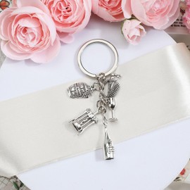 Tranbath Wine Opener and Goblet Pendant Keychain, Gifts for Women, Friend Birthday Gifts, Travel Accessories for Women, Friendship Keyring, Girlfriend Gifts, Unique Holiday Gifts for Her