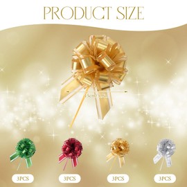 12 Bows for Gift Wrapping,Gift Bows,Large Gift Bow,Super Large Size,Multiple Color Options,Simple and Convenient to Use,Suitable for Gift Packaging,Bouquets,Doors and Windows,Etc(4 Colors)